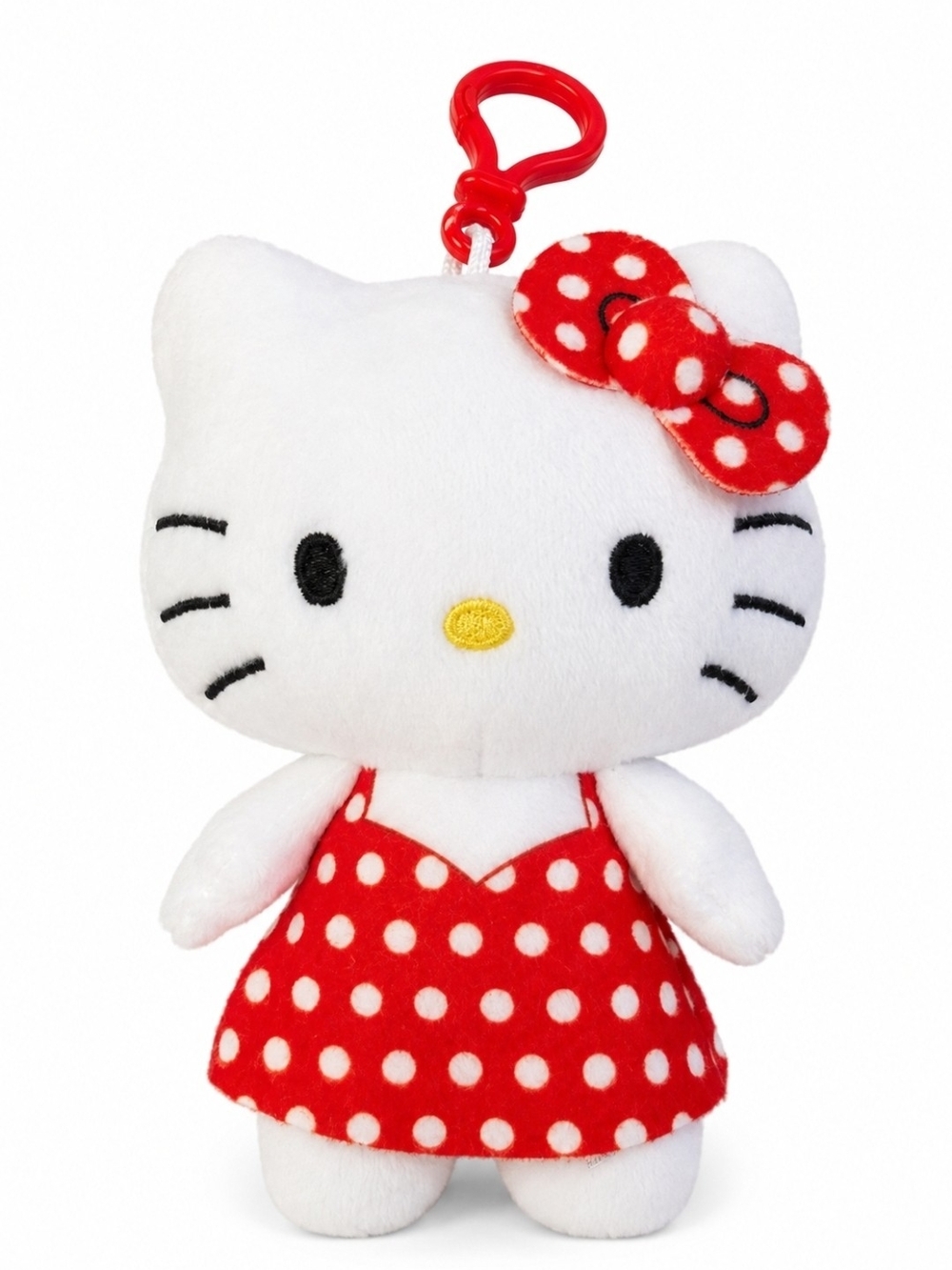 Hello Kitty White Plush Keychain with Red Polka Dot Dress